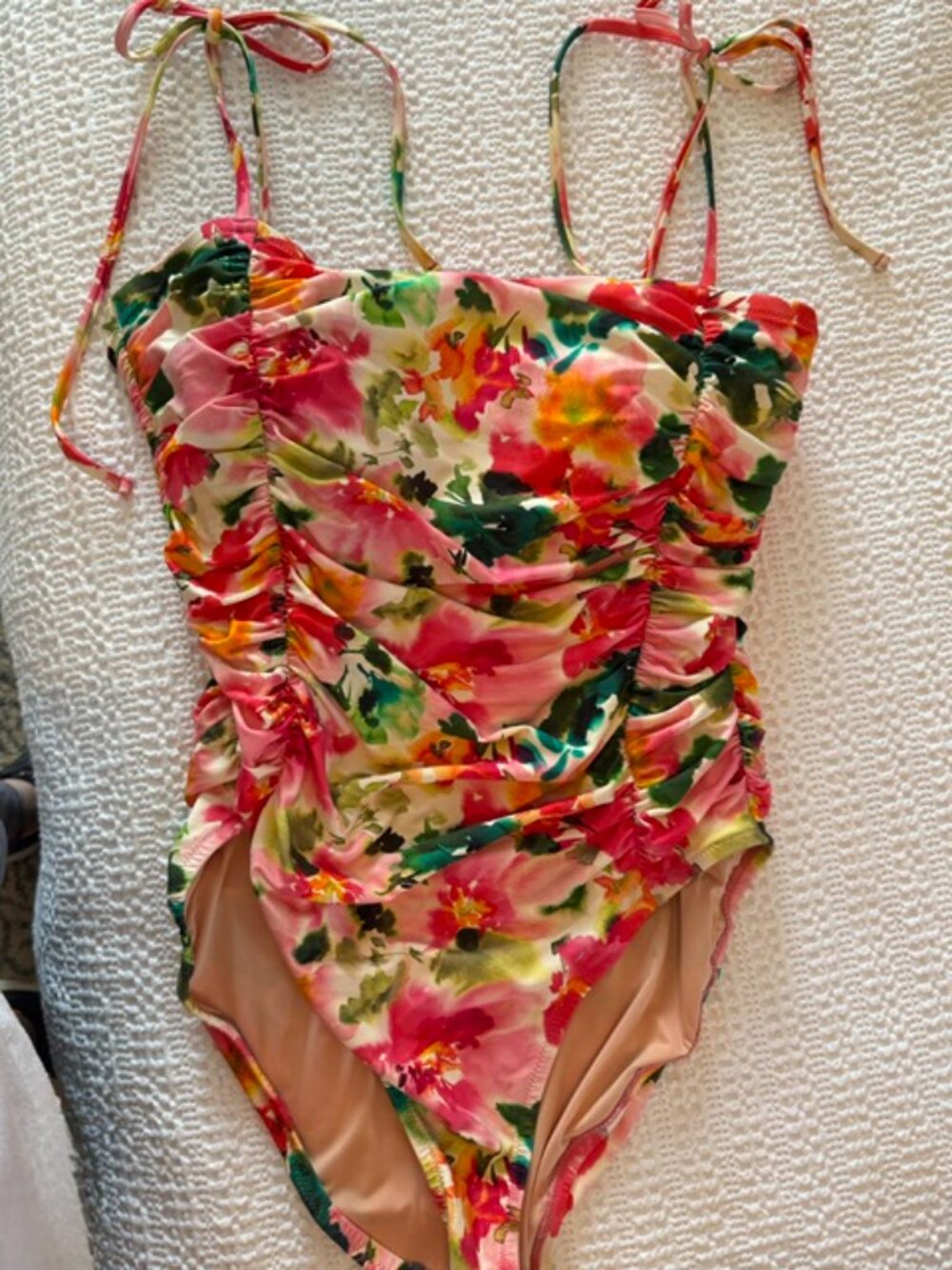 Authentic J.Crew Ruched Tie-Shoulder One-Piece Swimsuit (Style BX707) in the bea